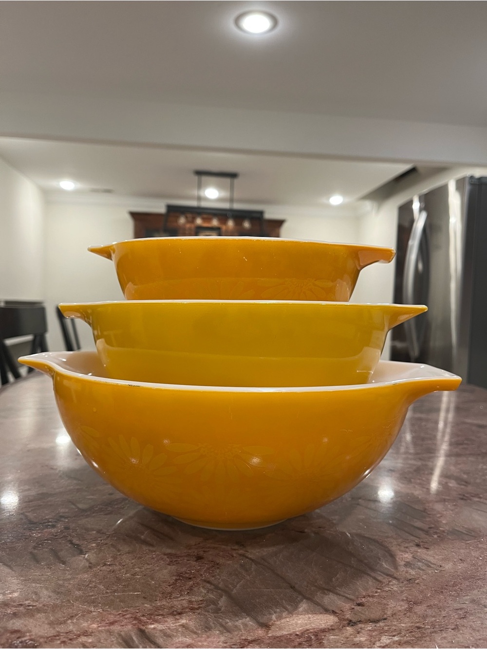 Vintage Pyrex "Daisy" (Sunflower) Cinderella Nesting Mixing Bowl 3-Piece Set